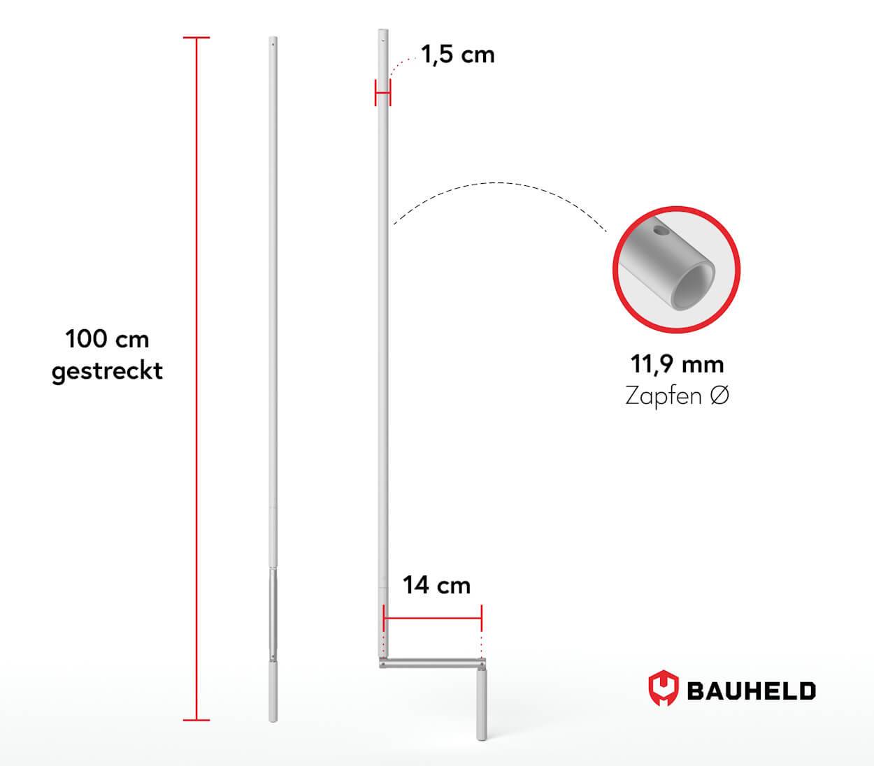 BAUHELD Rollladen Kurbelstange 100cm Weiß