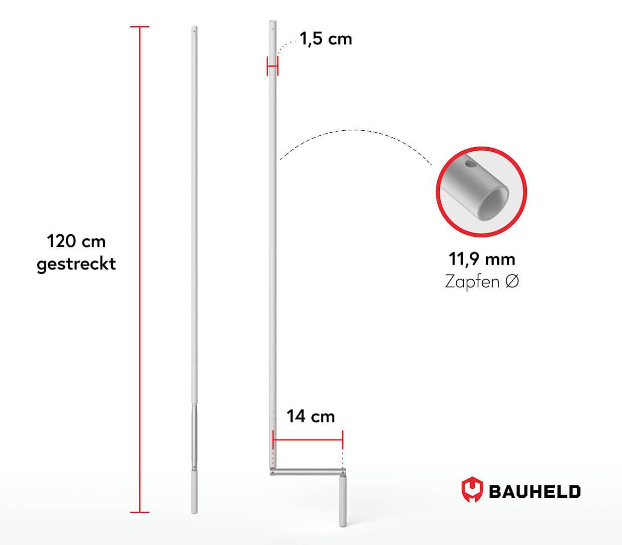 BAUHELD Rollladen Kurbelstange 120cm Weiß