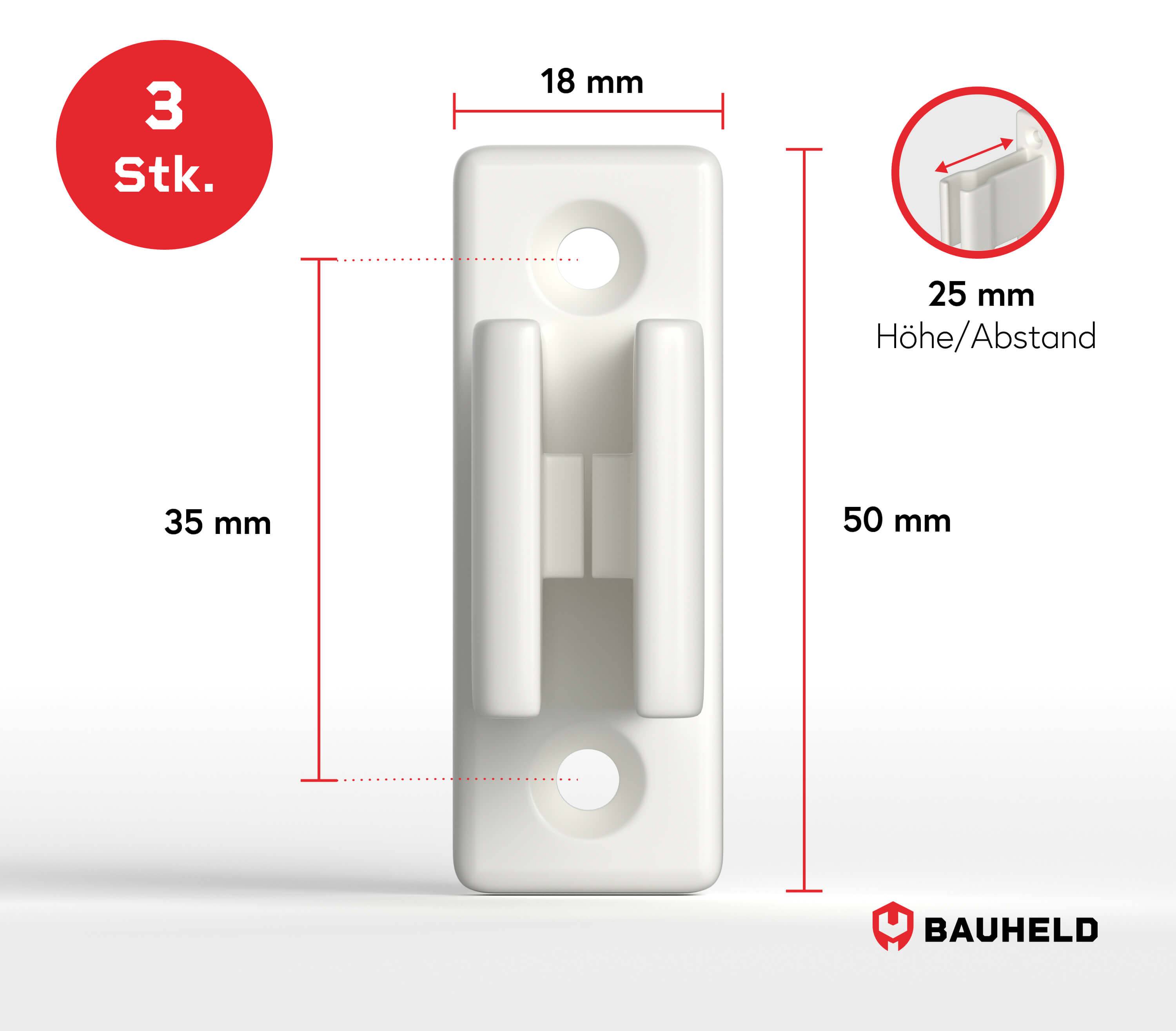 BAUHELD Rollladen Kurbelhalter Einfach 25mm Weiß