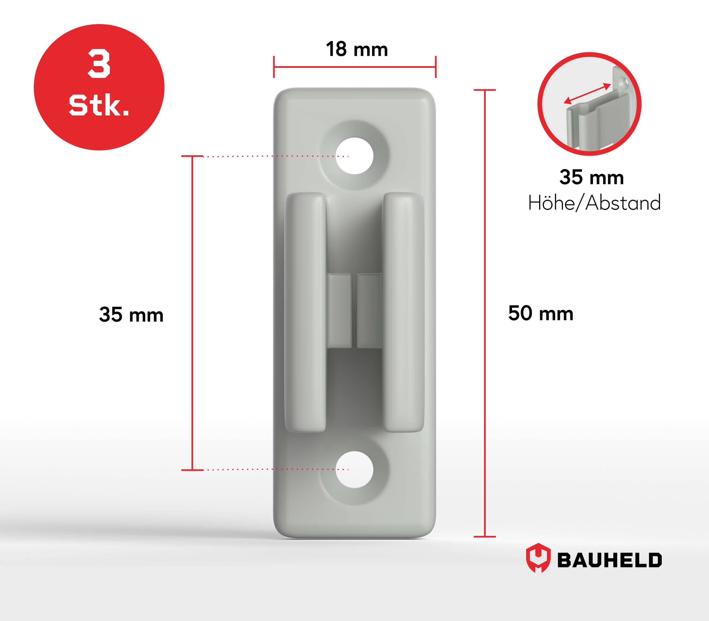 BAUHELD Rollladen Kurbelhalter Einfach 35mm Grau