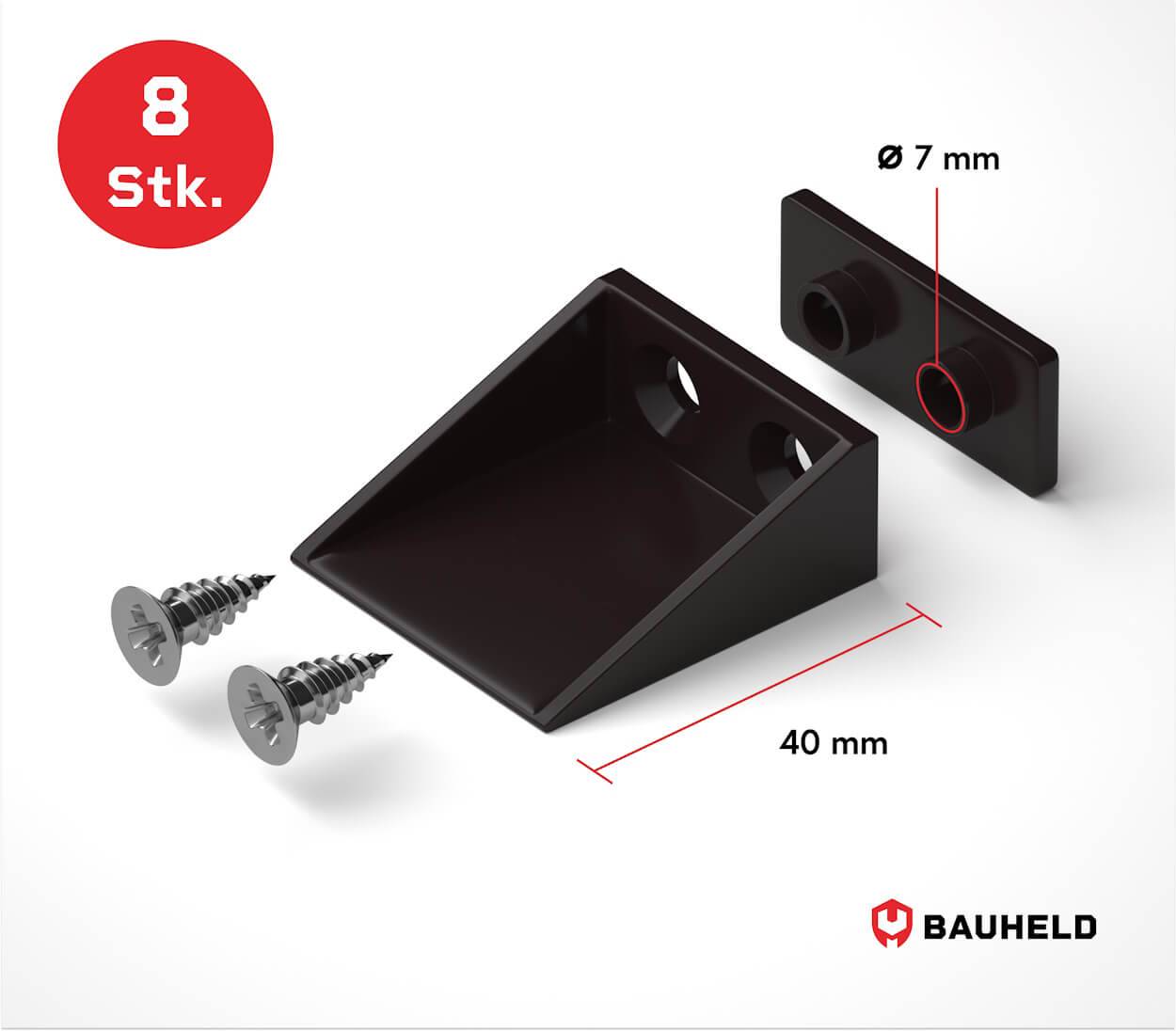 BAUHELD Rollladen Anschlagwinkel 40mm Braun 8 Stück