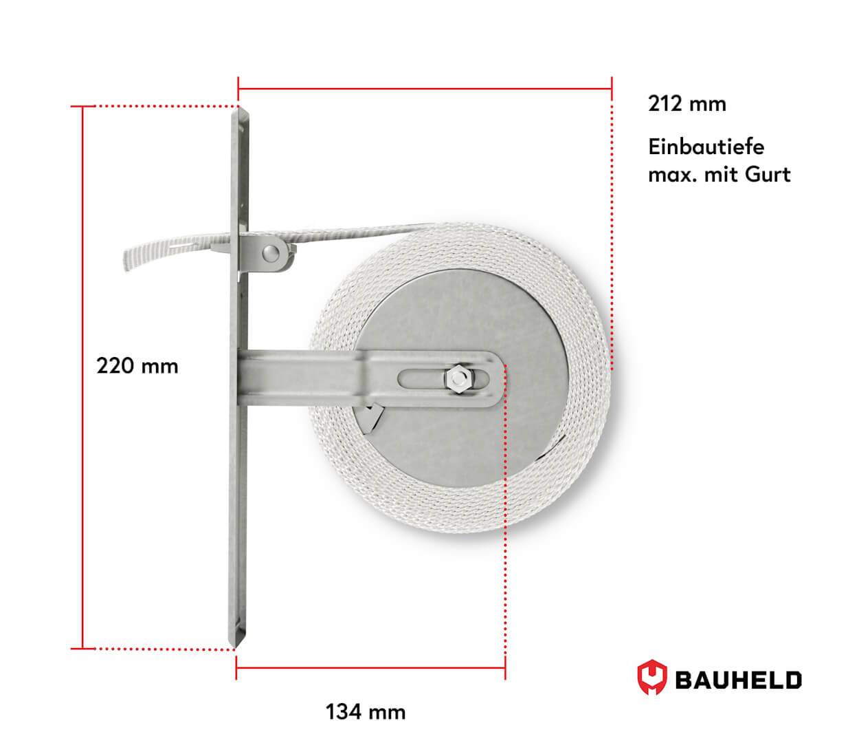 BAUHELD Rollladen Gurtwickler Unterputz 185mm Maxi Ohne Abdeckplatte