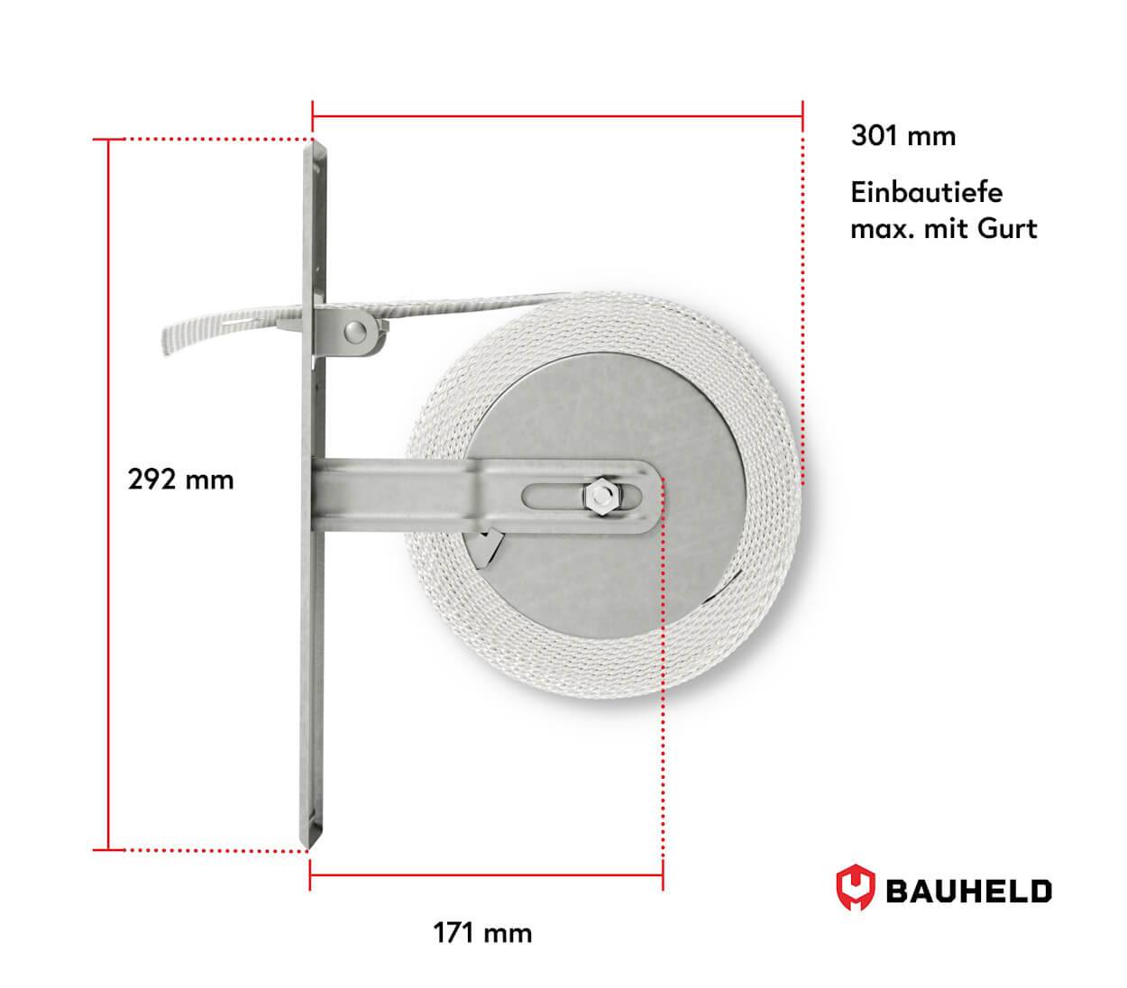 BAUHELD Rollladen Gurtwickler Unterputz 260mm Maxi Ohne Abdeckplatte