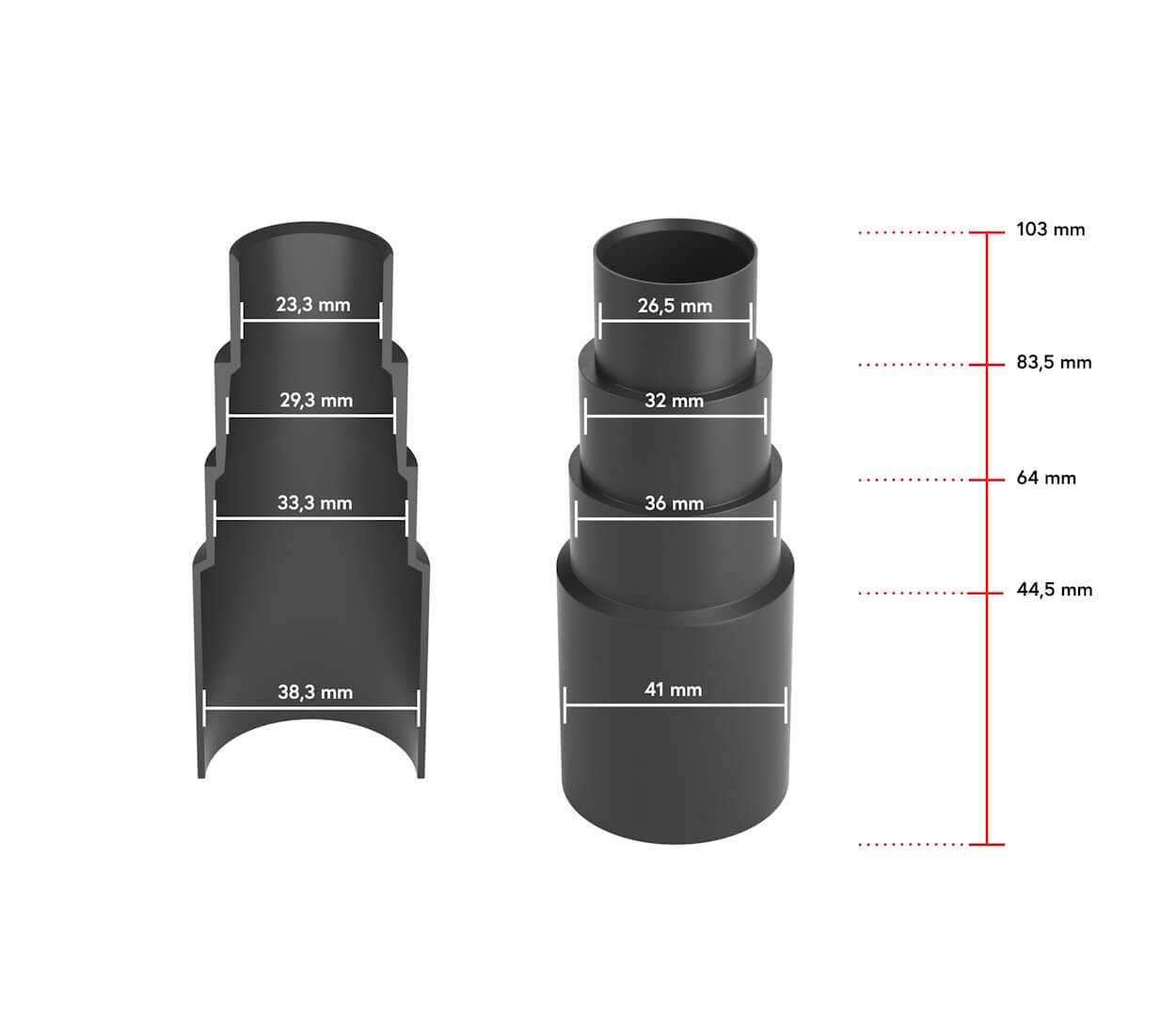 BAUHELD Staubsaugeradapter Schwarz 5 Stück