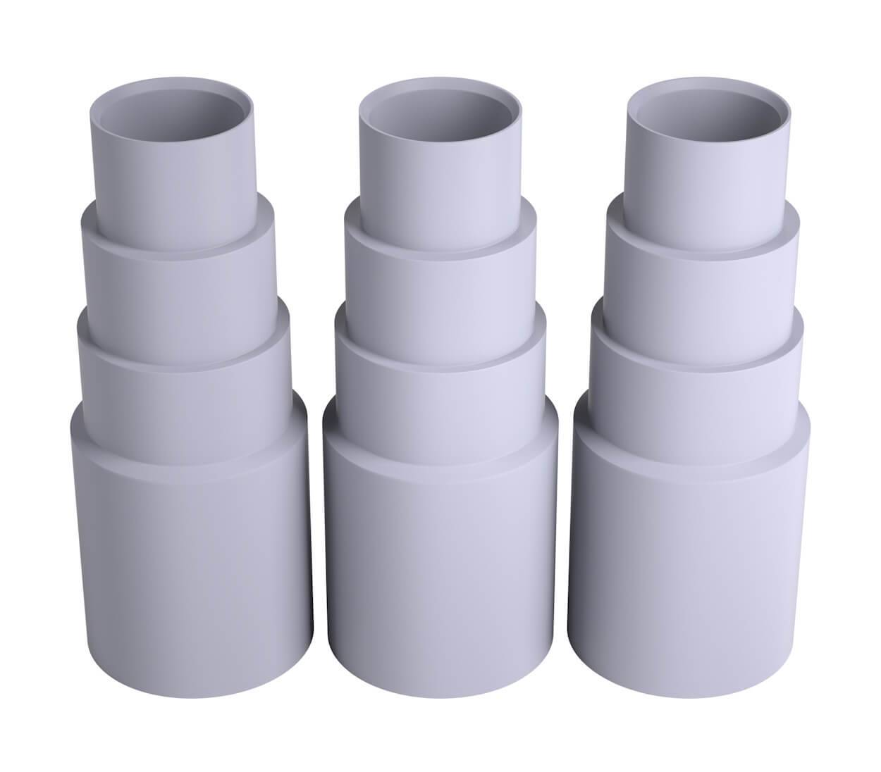 BAUHELD Staubsaugeradapter Hellgrau 3 Stück