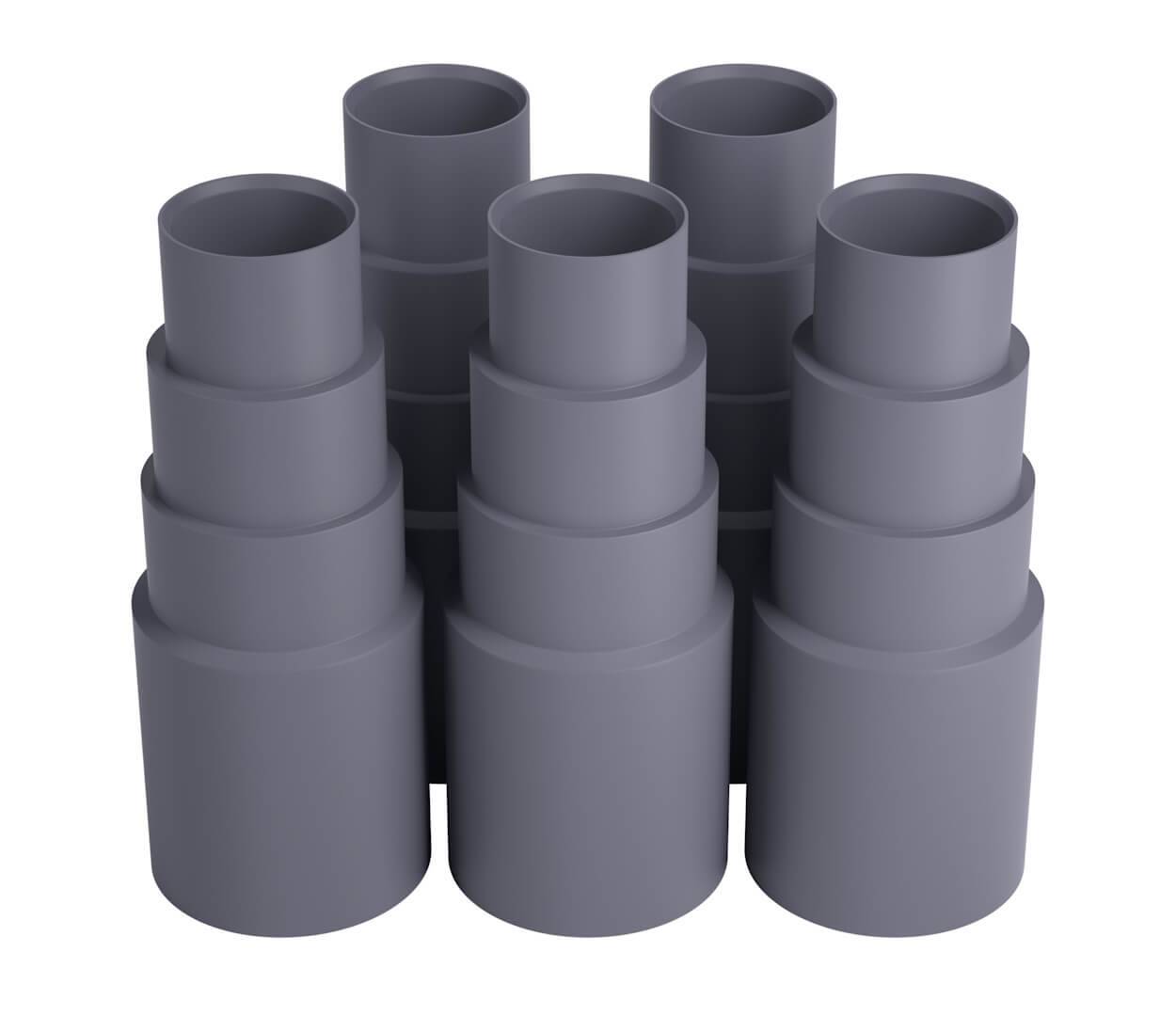 BAUHELD Staubsaugeradapter Dunkelgrau 5 Stück