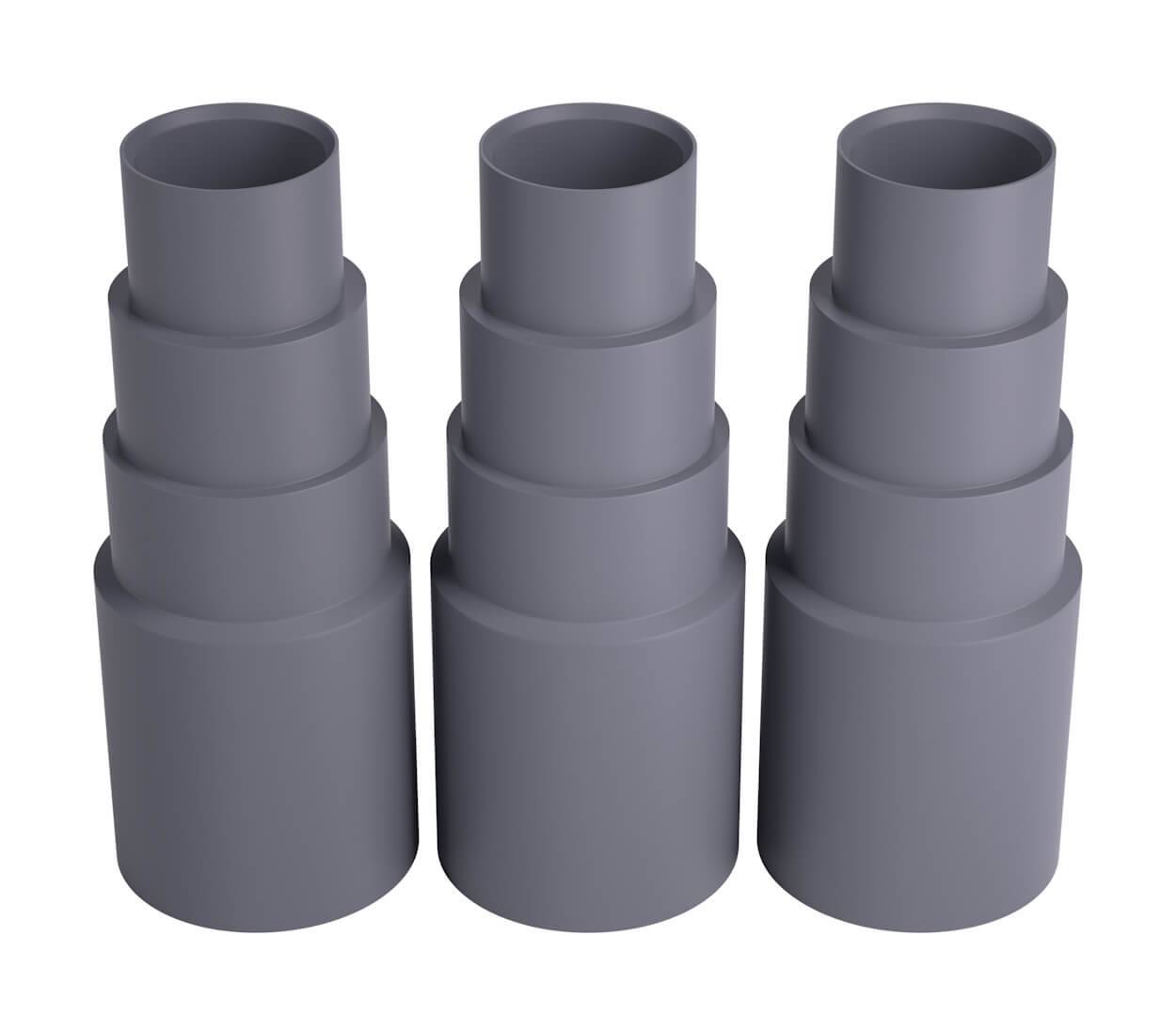 BAUHELD Staubsaugeradapter Dunkelgrau 3 Stück