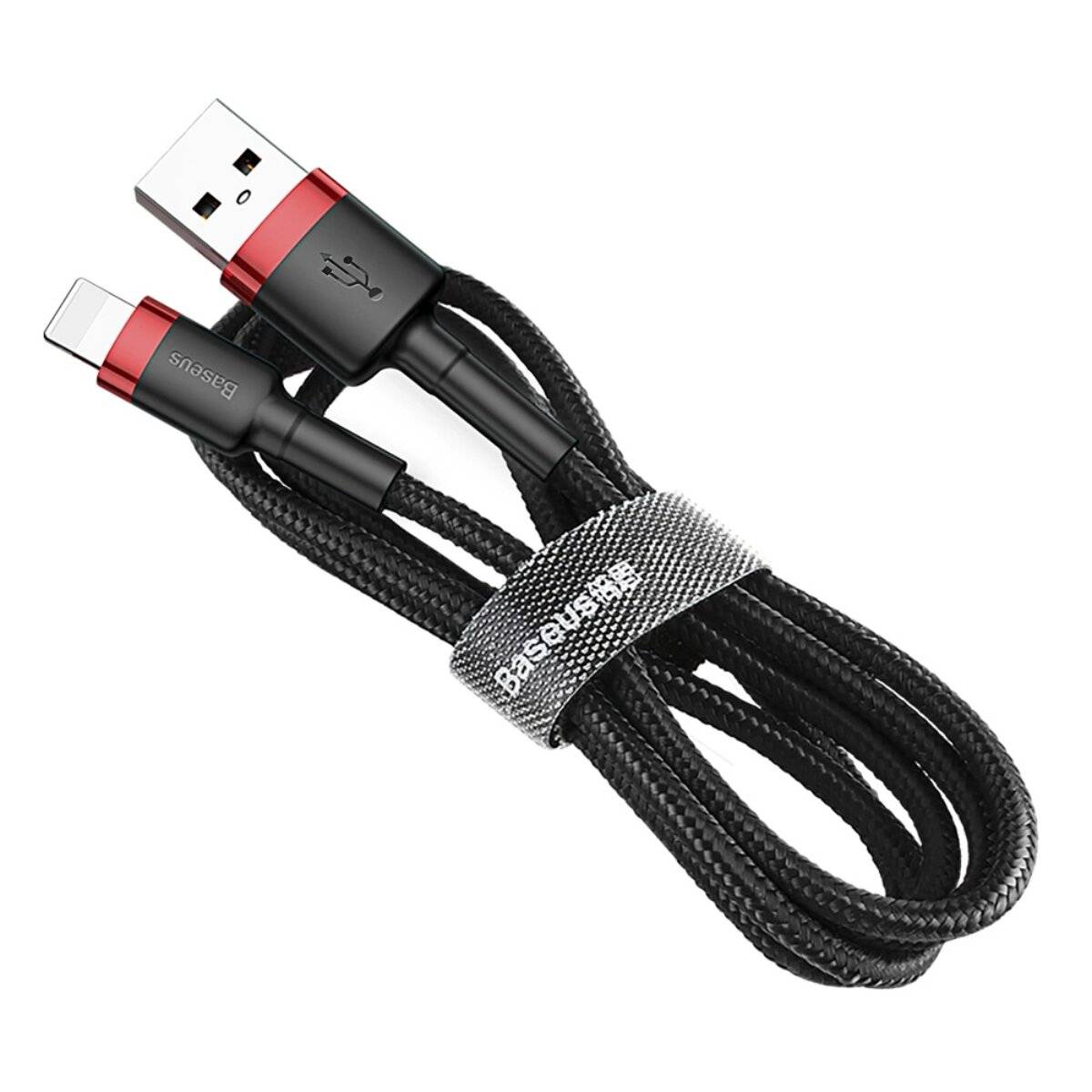 Baseus Cafule-Kabel USB-A auf iPhone, 2,4?A, 0,5?m – Schwarz/Rot