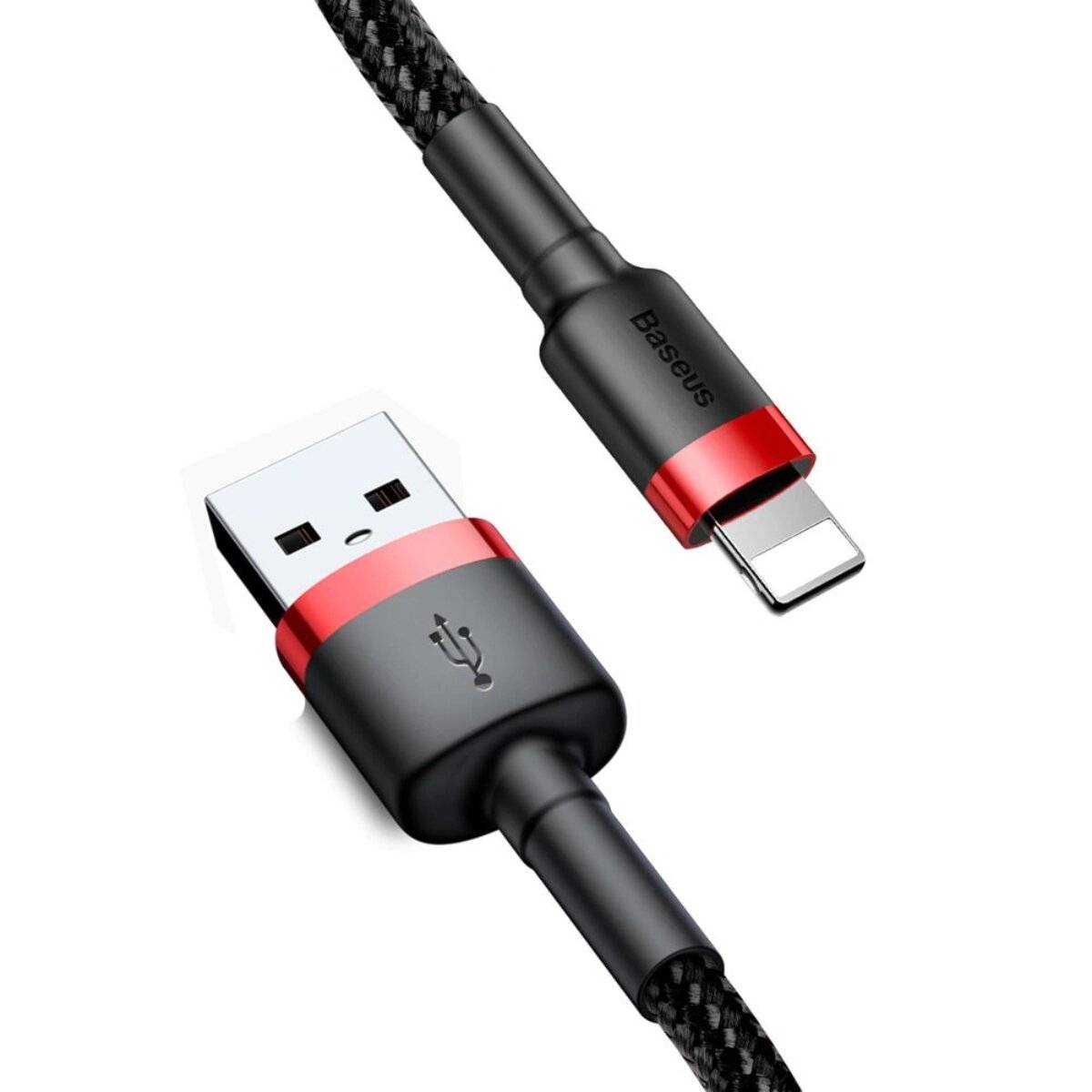 Baseus Cafule-Kabel USB-A auf iPhone, 2,4?A, 0,5?m – Schwarz/Rot