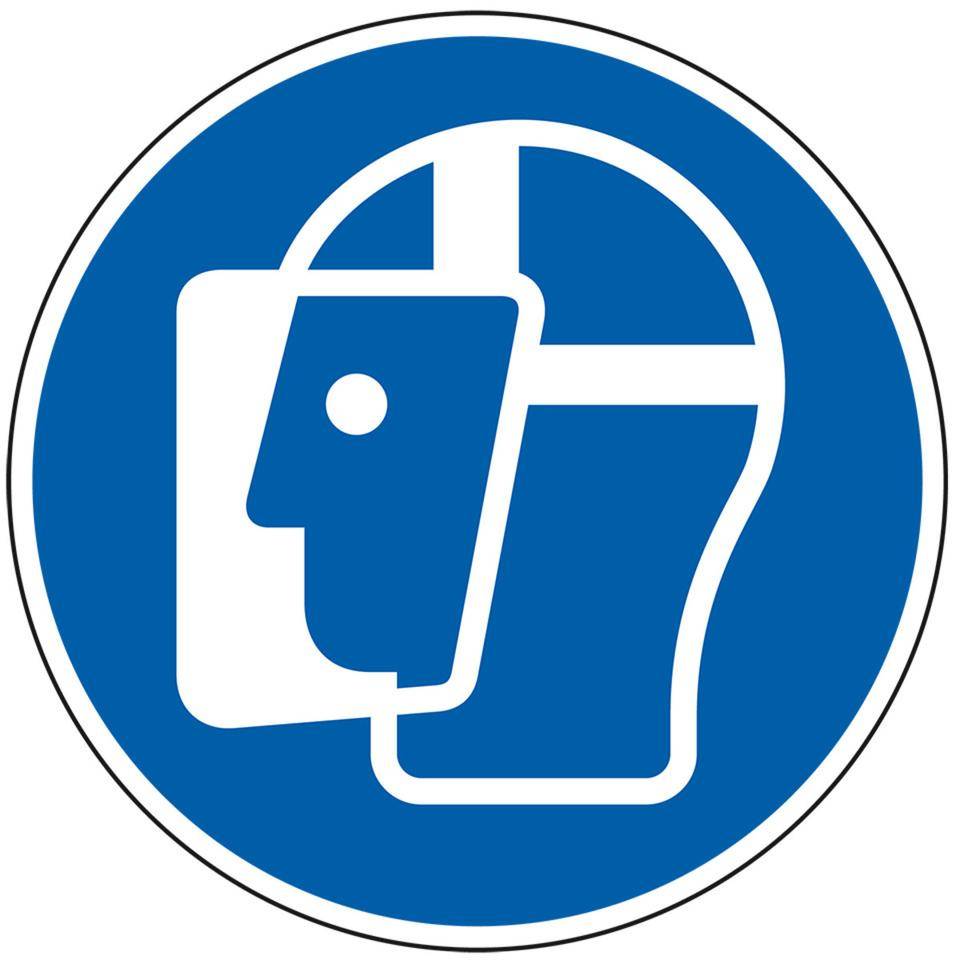 Gebotsschild Gesichtsschutz benutzen, Kunststoff, Ø 200mm, ASR A1.3, DIN EN ISO 7010 M013