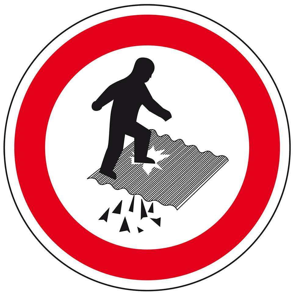 Verbotsschild Betreten verboten, Durchsturzgefahr, praxisbewährt, Folie, Ø 100mm