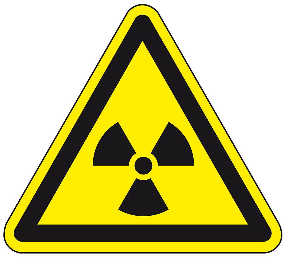 Warnschild Warnung vor radioaktiven Stoffen..., ASR/ISO, Folie, selbstklebend, SL 400mm