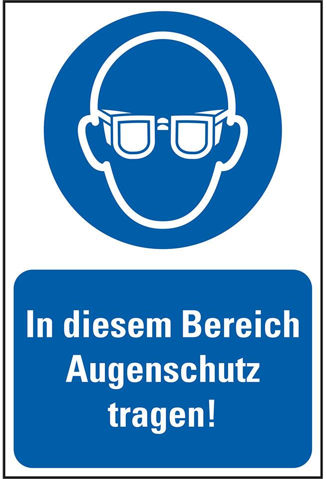 Gebots-Kombischild In diesem Bereich Augenschutz tragen!, Kunststoff, 200x300mm, ASR A1.3, DIN EN ISO 7010