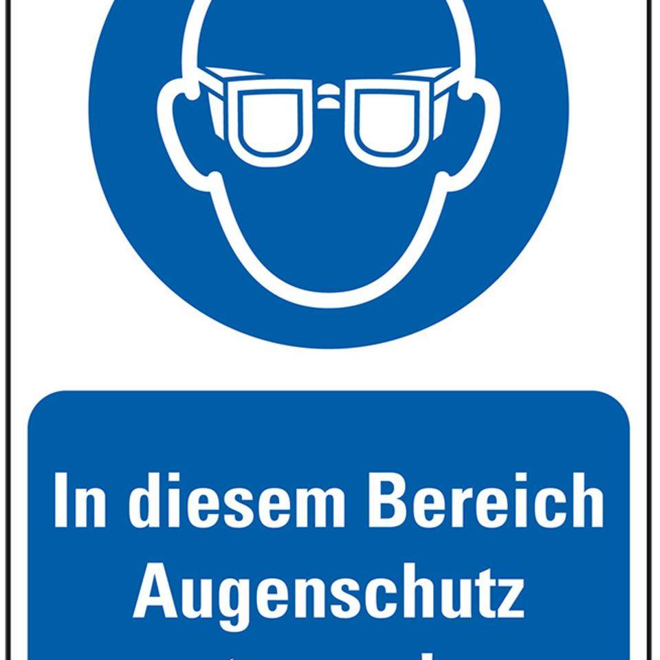 Gebots-Kombischild In diesem Bereich Augenschutz tragen!, Kunststoff, 200x300mm, ASR A1.3, DIN EN ISO 7010