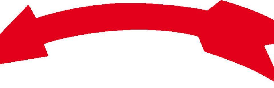 Drehrichtungspfeil, linksweisend, RoHS konform, rot, Folie, selbstklebend, 111x19mm, 5/Bogen
