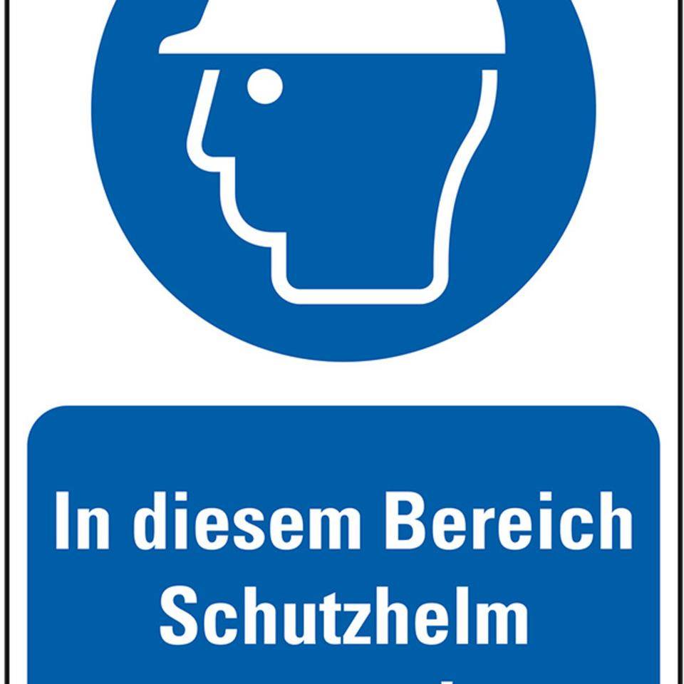 Gebots-Kombischild In diesem Bereich Schutzhelm tragen, Kunststoff, 200x300mm