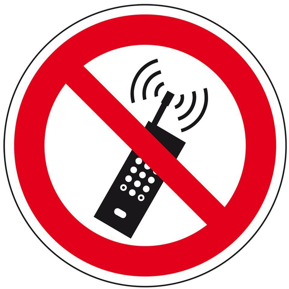 Verbotsschild Mobiltelefone verboten, Kunststoff, Ø 300mm, ASR A1.3, DIN EN ISO 7010 P013
