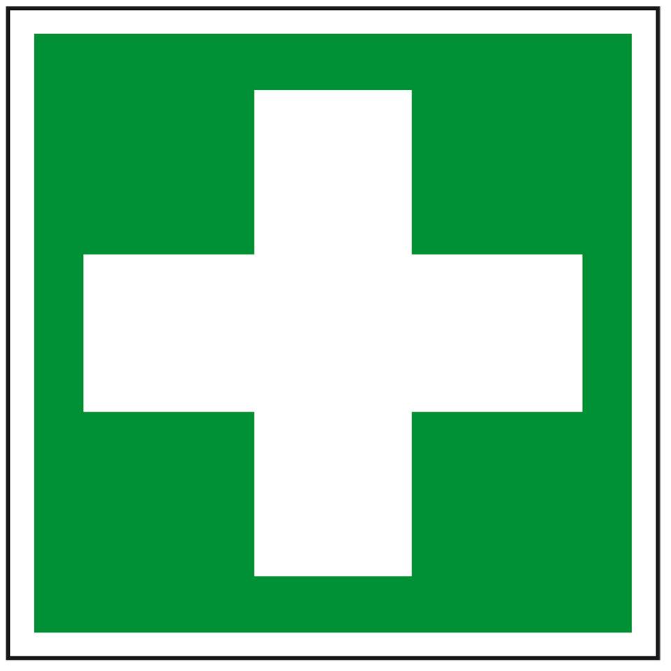 Rettungszeichen Erste Hilfe, Folie, selbstklebend, 200x200mm, ASR A1.3, DIN EN ISO 7010 E003