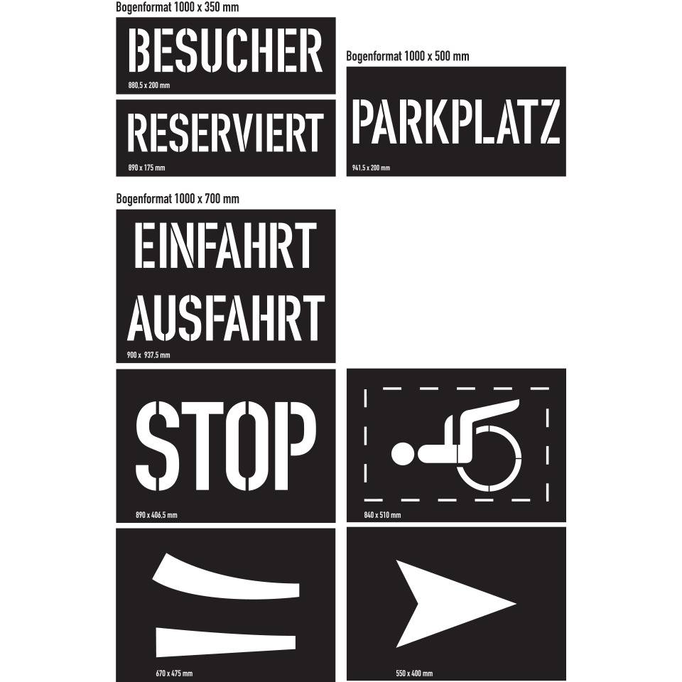 Schablonensatz 1, für Farbmarkierungen, Kunststoff, 8/VE