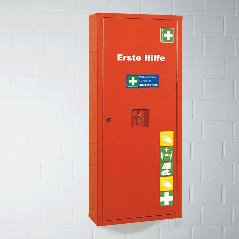 Rettungs-Kombischild Verbandkasten befindet sich, praxisbewährt,Folie, 100x50mm, ASR A1.3, DIN EN ISO 7010 E003