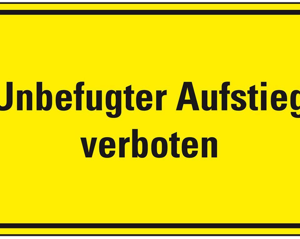 Hinweisschild Unbefugter Aufstieg verboten, Aluminium, 400x300mm