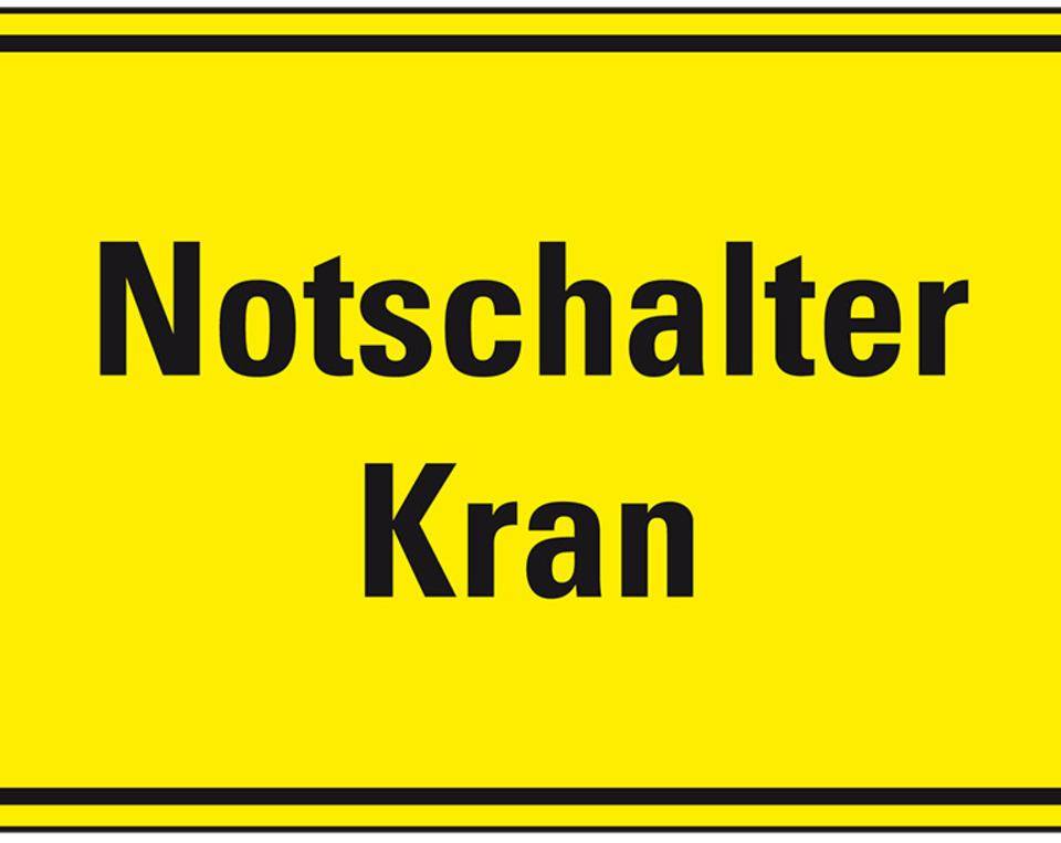 Hinweisschild Notschalter Kran, Folie, 150x100 mm