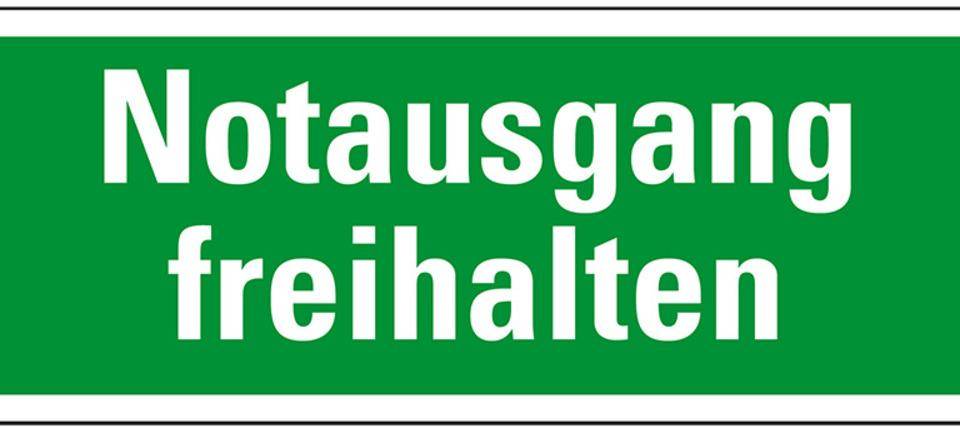 Rettungszeichen Notausgang freihalten, praxisbewährt, Folie, selbstklebend, 297x105mm