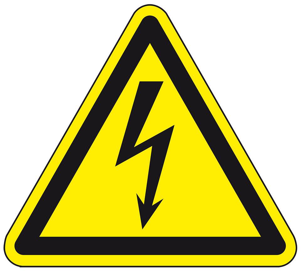 Warnschild Warnung vor elektrischer Spannung, Reflexfolie, selbstklebend, SL 200mm, ASR A1.3, DIN EN ISO 7010 W012