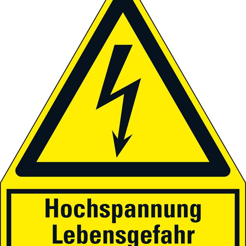 Warn-Kombischild Hochspannung Lebensgefahr, Aluminium, 3 Bohrungen, 240x210mm