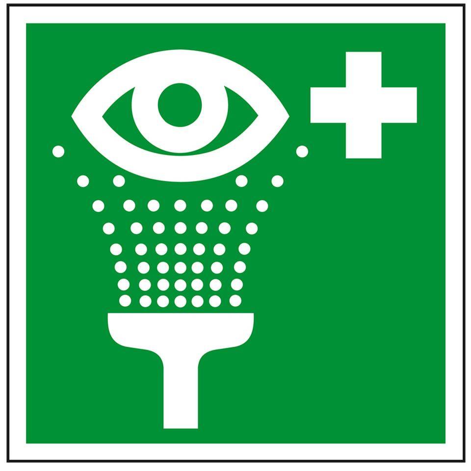 Rettungszeichen Augenspüleinrichtung, Folie, selbstklebend, 200x200mm, ASR A1.3, DIN EN ISO 7010 E011