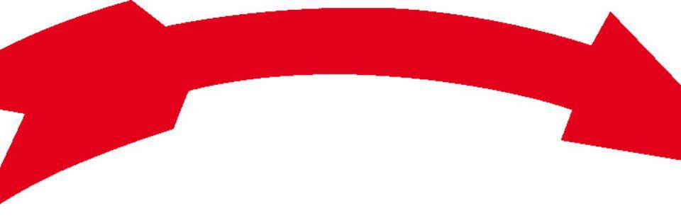Drehrichtungspfeil, rechtsweisend, RoHS konform, rot, Folie, selbstklebend, 111x19mm, 5/Bogen