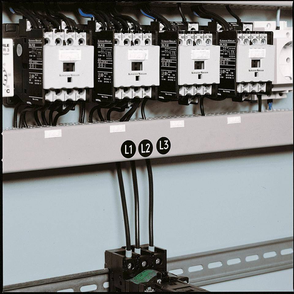 Leiterkennzeichen L1 Wechselstromnetz, RoHS konform, Folie, Ø 12,5mm, 500/Rolle, DIN EN 60445 / IEC 60417