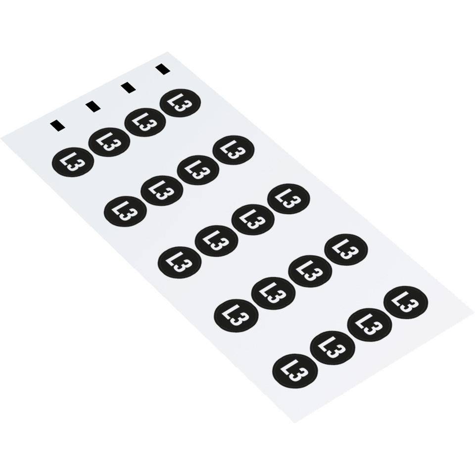 Leiterkennzeichen L3 Wechselstromnetz, RoHS konform, Folie, Ø 12,5mm, 20/Bogen, DIN EN 60445 / IEC 60417