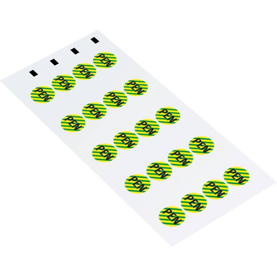 Leiterkennzeichen PEN, RoHS-konform, Folie, selbstklebend, Ø 12,5mm, 20/Bogen, DIN EN 60445 / IEC 60417