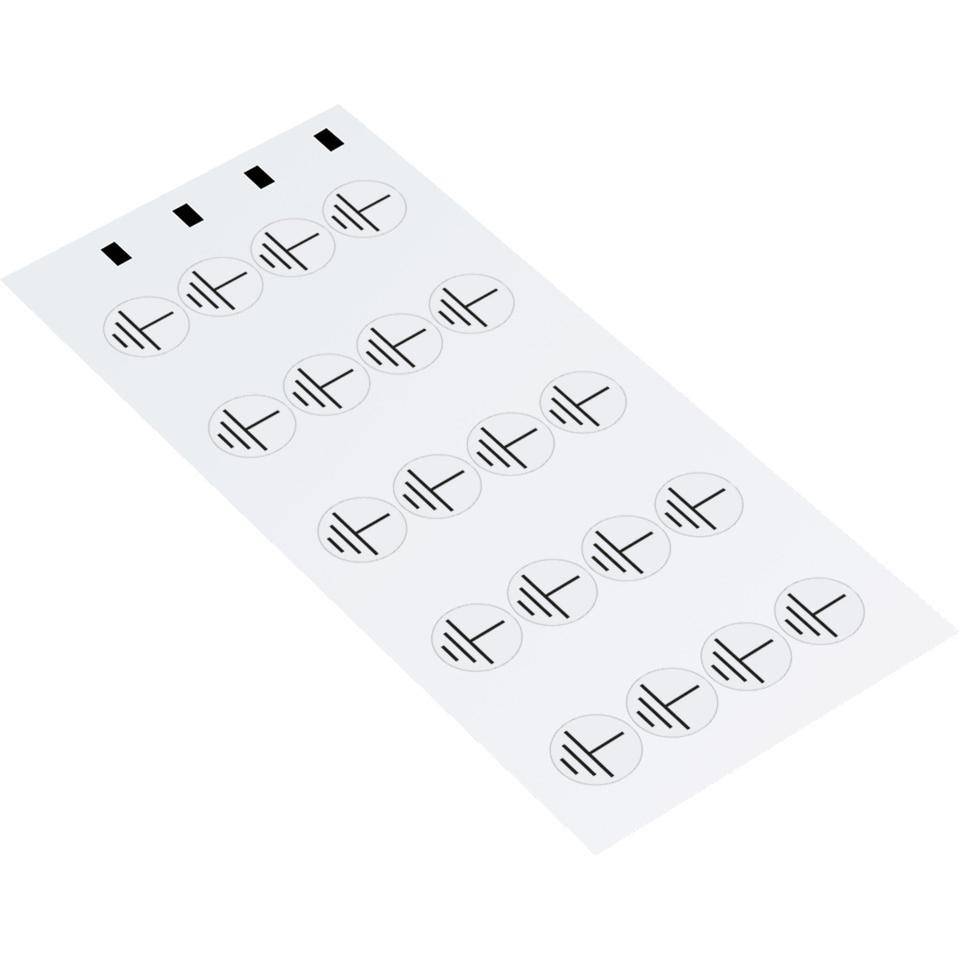 Leiterkennzeichen Erde, RoHS-konform, Folie, selbstklebend, Ø 12,5mm, 20/Bogen, DIN EN 60445 / IEC 60417