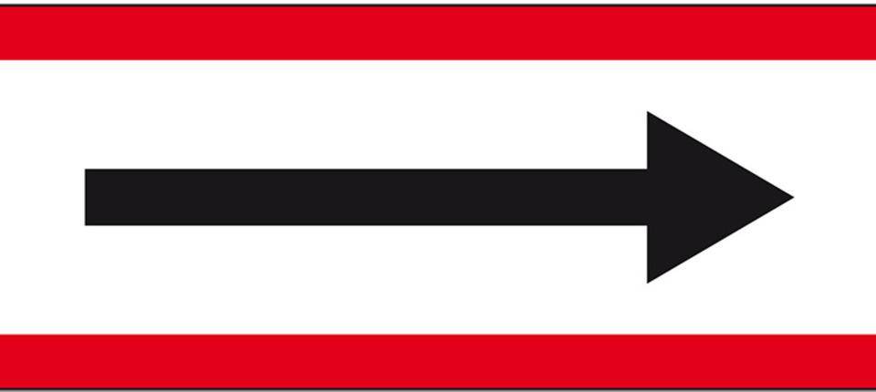 Feuerwehrschild Pfeil, Folie, selbstklebend, 297x105mm, DIN 4066