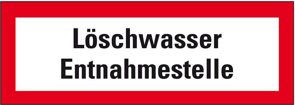 Feuerwehrschild Löschwasser Entnahmestelle, Aluminium, 420x148mm, DIN 4066