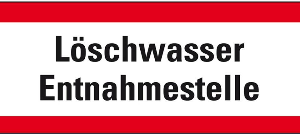 Feuerwehrschild Löschwasser Entnahmestelle, Aluminium, 297x105mm, DIN 4066