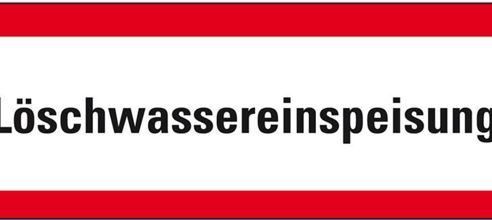 Feuerwehrschild Löschwassereinspeisung, Folie, selbstklebend, 420x148mm, DIN 4066