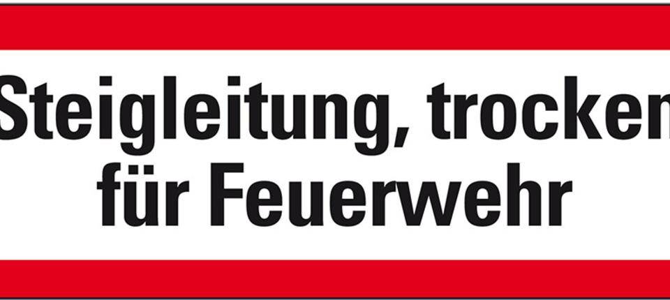 Feuerwehrschild Steigleitung, trocken für Feuerwehr, Kunststoff,210x74mm, DIN 4066