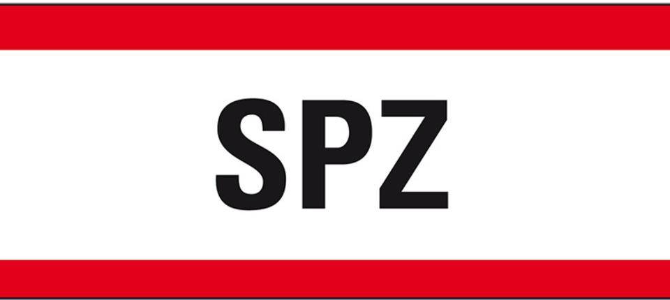 Feuerwehrschild SPZ, Folie, selbstklebend, 297x105mm, DIN 4066