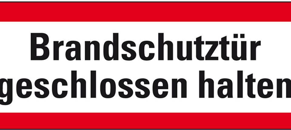 Feuerwehrschild Brandschutztür geschlossen halten, DIN 4066, Folie, 210x74mm, DIN 4066
