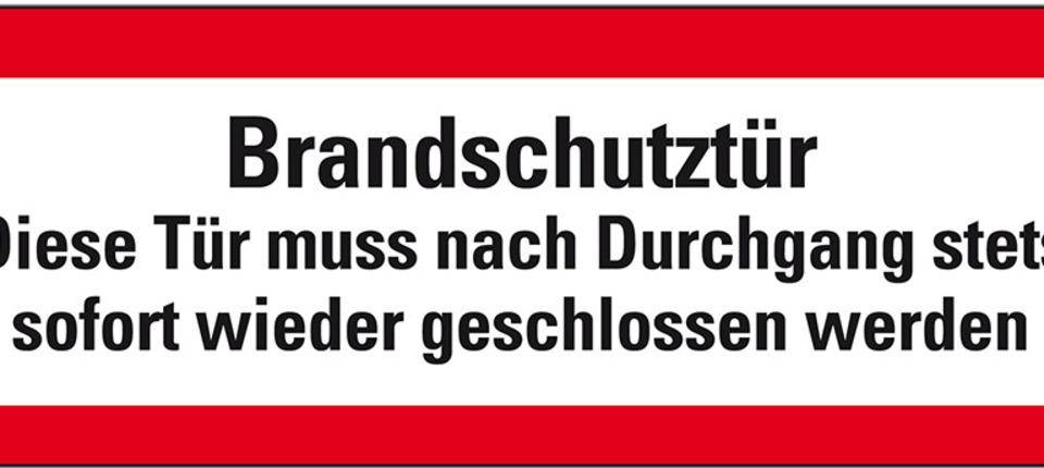 Feuerwehrschild Brandschutztür Diese Tür muss nach..., Folie, selbstklebend, 210x74mm, DIN 4066
