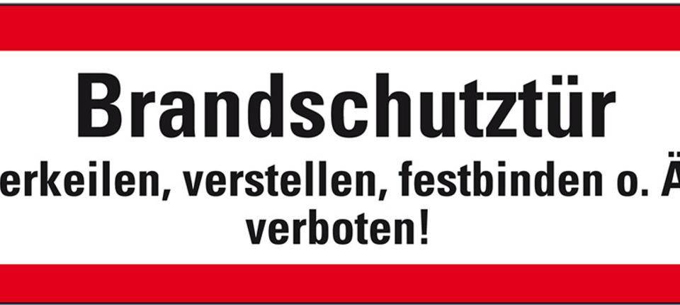 Feuerwehrschild Brandschutztür verkeilen, verstellen..., Folie, 210x74mm, DIN 4066