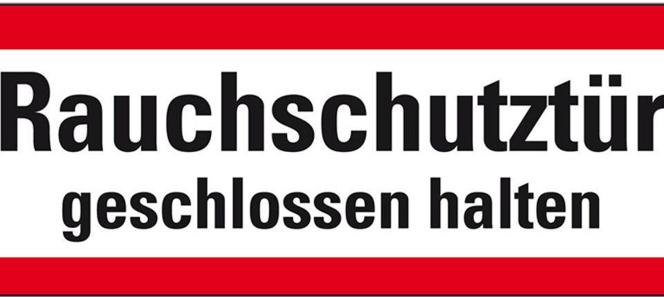 Feuerwehrschild Rauchschutztür geschlossen halten, Folie, selbstklebend, 210x74mm, DIN 4066