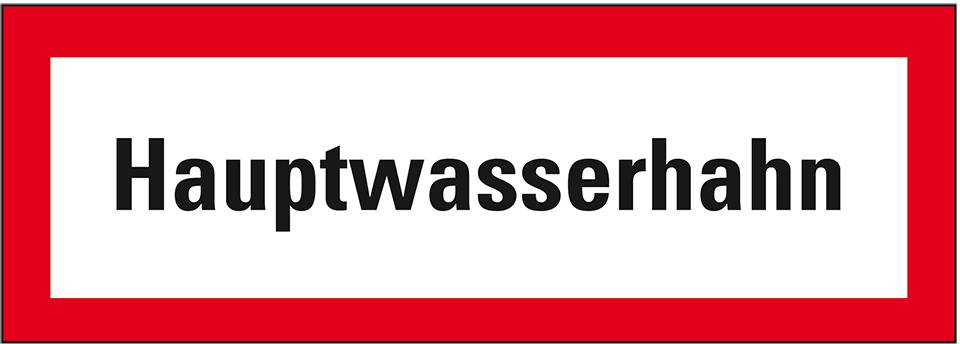 Feuerwehrzeichen Hauptwasserhahn, Folie, 210x74mm, DIN 4066