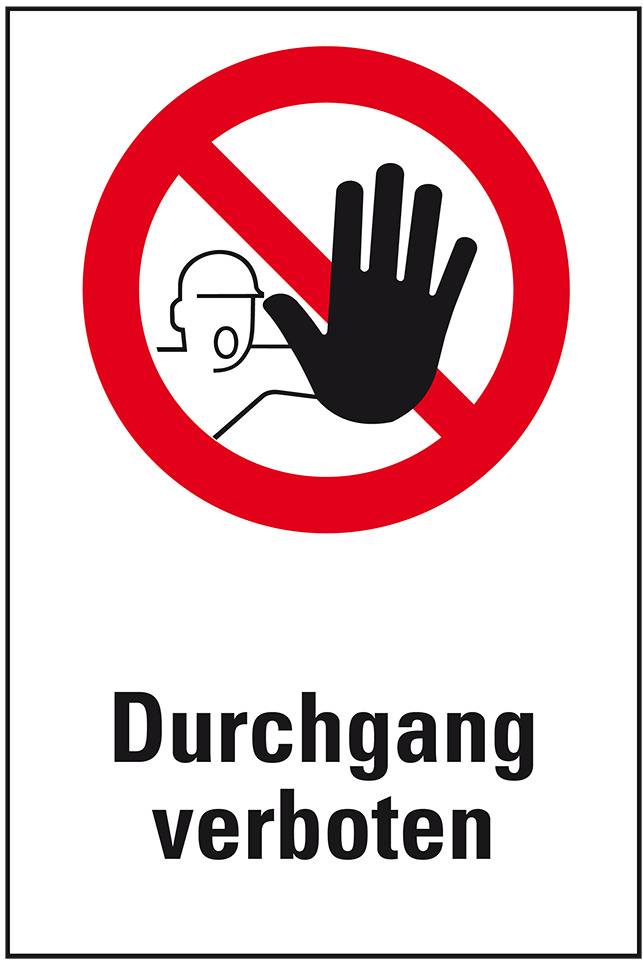 Verbots-Kombischild Durchgang verboten!, Kunststoff, 200x300mm, ASR A1.3, DIN 4844-2/D-P006