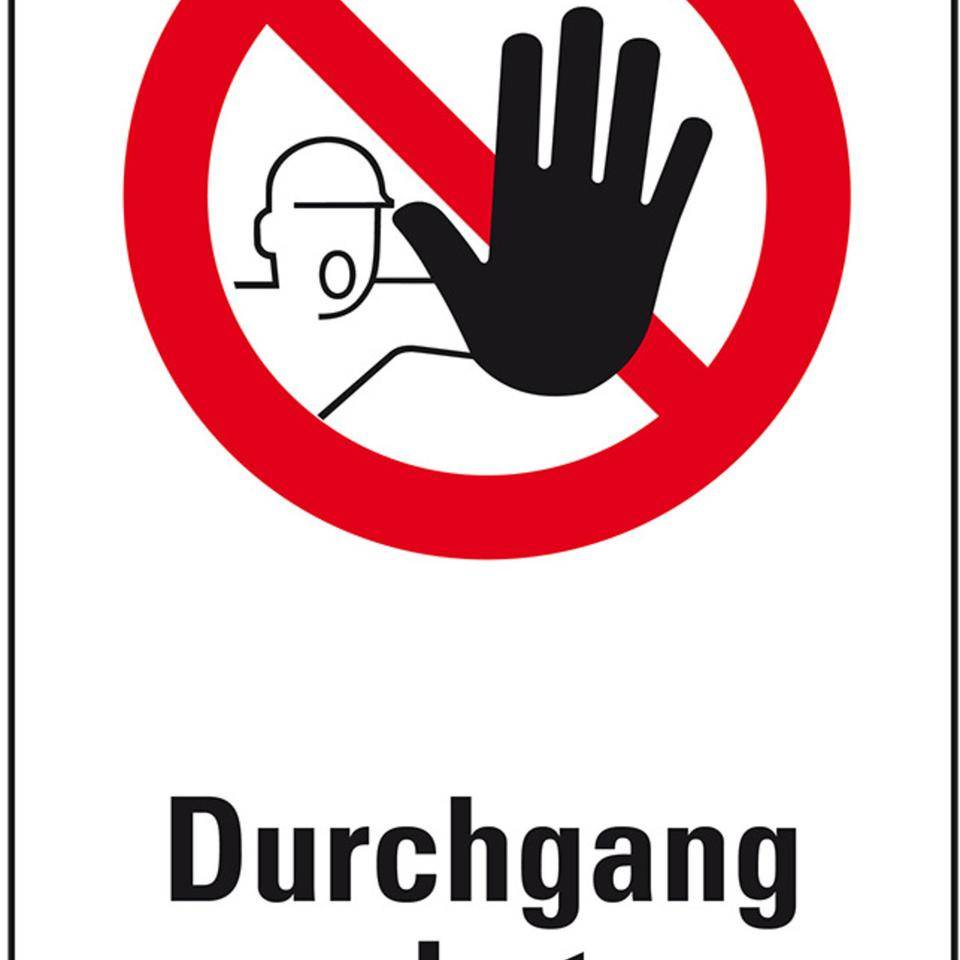 Verbots-Kombischild Durchgang verboten!, Folie, selbstklebend, 300x400mm, ASR A1.3/D-P006, DIN 4844-2/D-P006