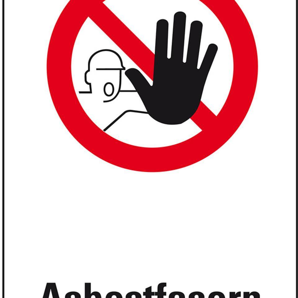 Verbots-Kombischild Asbestfasern, Kunststoff, 300x400mm, ASR A1.3, DIN 4844-2/D-P006