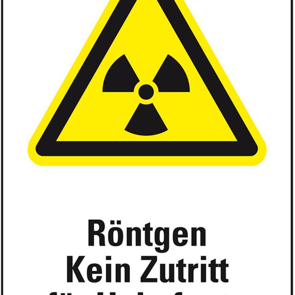Warn-Kombischild Röntgen - Kein Zutritt für Unbefugte, Folie, 150x200mm, ASR A1.3 W003